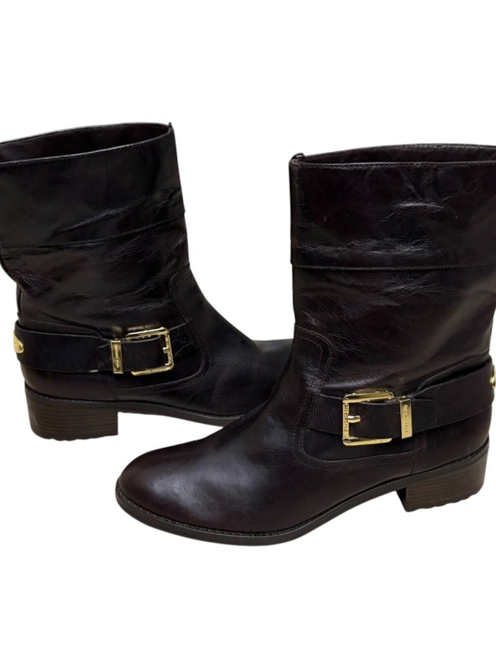 MICHAEL KORS Leather Boots Designer Calf Ankle Brown Shoes Womens 10